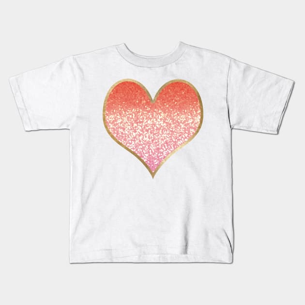 Heart - golden coral pink gradient Kids T-Shirt by peggieprints